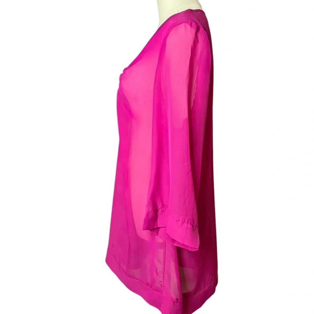 ~ CATALINA Women M 8/10Tunic Beaded Swimwear‎ Cover-up Pink Deep V Neck Bell